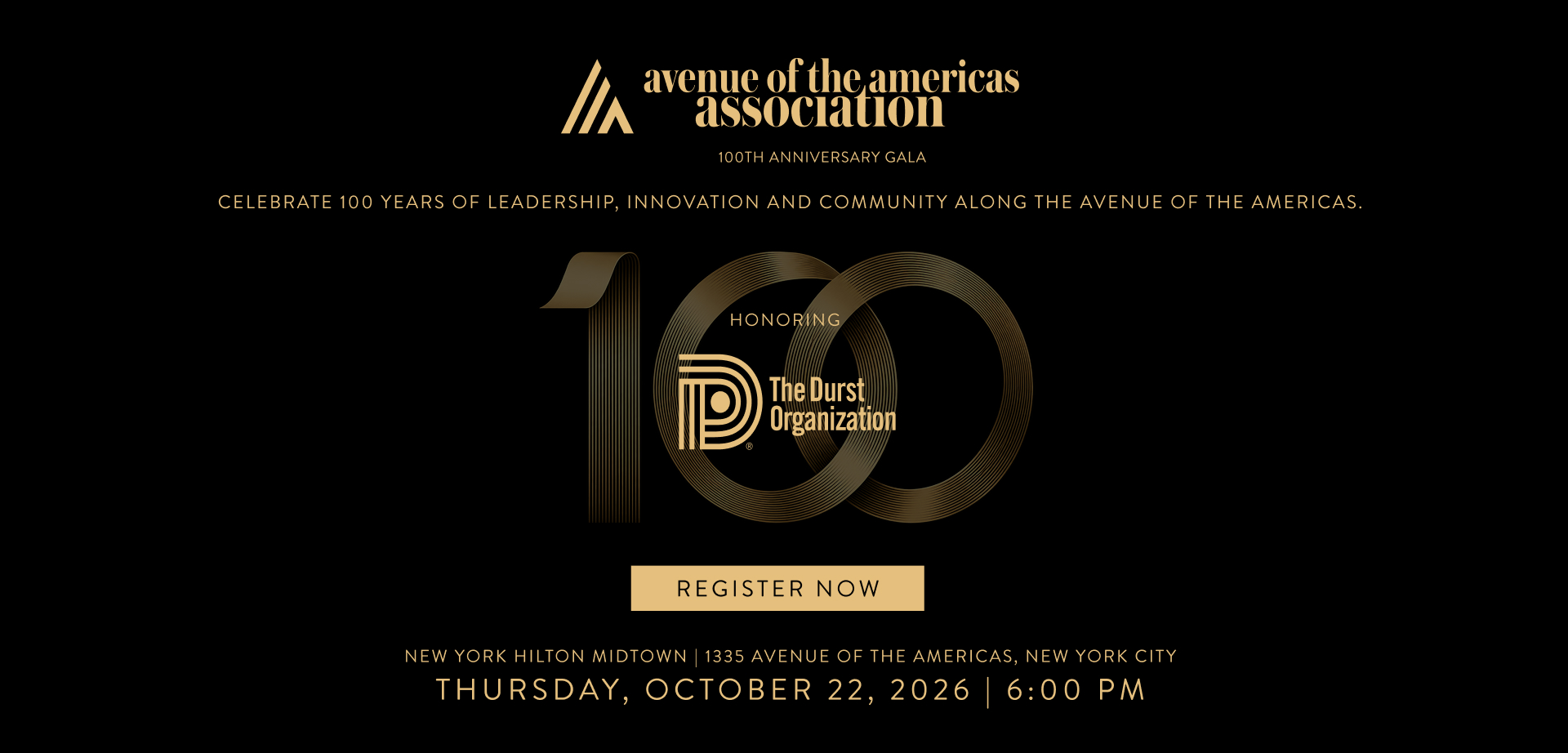 Avenue of the Americas Association 100th Anniversary Gala — Register Now